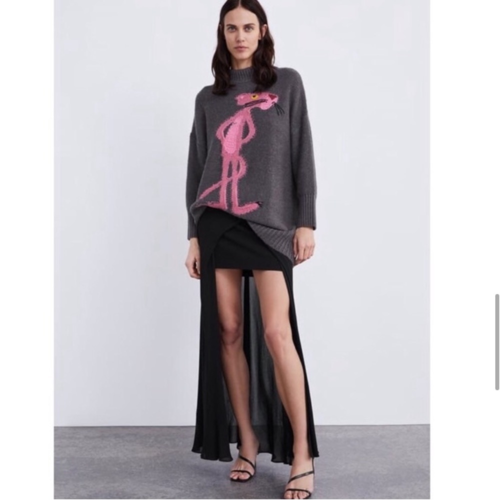 ZARA LIMITED EDITION PINK PANTHER GREY SWEATER NEW WITH TAGS XS-S